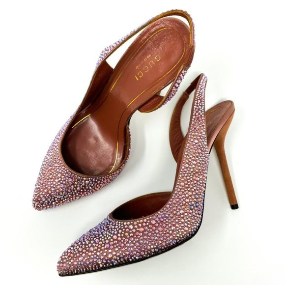 Gucci Pink Embellished Heels - Picture 1 of 12